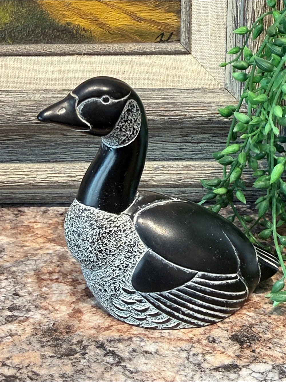 Boma Black and White Duck Figurine